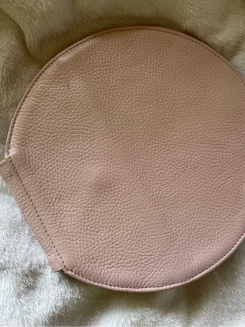 Round Blush Pink Leather Bag - Versatile Crossbody/Clutch/Belt Bag
